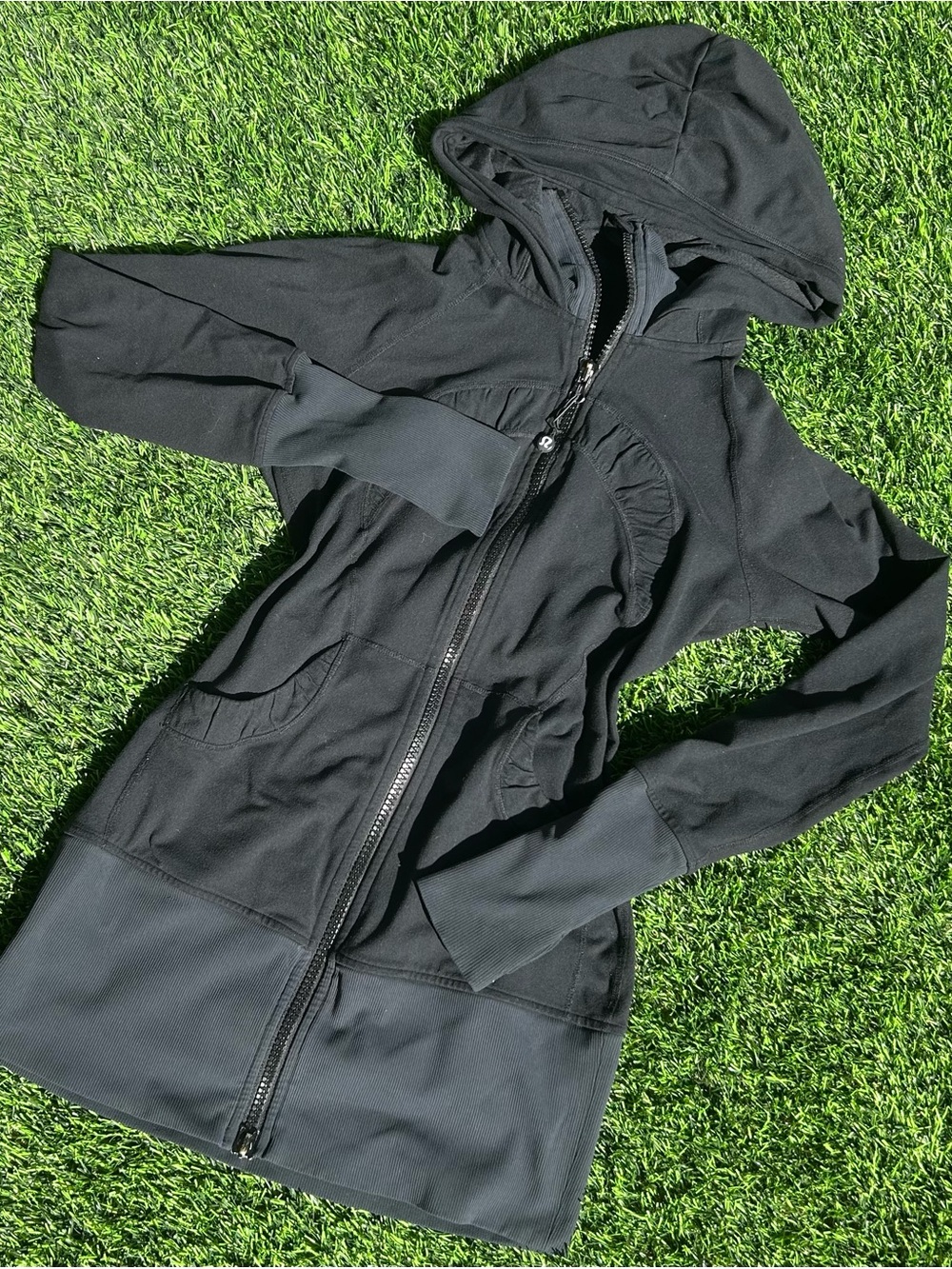 Women's Black Hooded Zip-Front Jacket